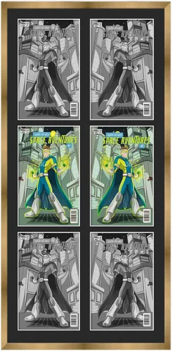 Miniatura 129 de Marco de cómic blanco mate para cómics publicado entre 1938 y 1955 (marco de madera maciza de cómic de la edad dorada) hecho para mostrar 4 cómics