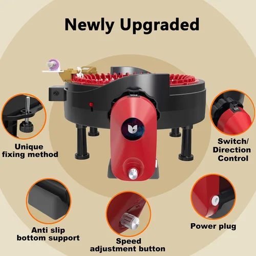 Miniatura 5 de Adaptador eléctrico para máquina de tejer Addi 46, Adaptador automático para máquina de ganchillo, Accesorios para máquina de tejer, Rojo