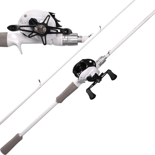 Kilitn Combo de Caña de Pescar y Carrete, Combo de Lanzamiento de Cebo de Color Blanco con Carrete Baitcast, Caña Baitcaster de 2 Piezas, Fibra de