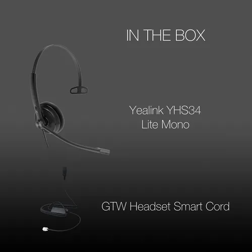 Miniatura 2 de Global Teck Worldwide GTW Yealink YHS34 Lite - Auriculares mono con cable (Lite), se conecta al escritorio, PC/Mac, Softphones - Funciona