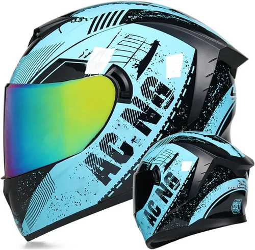 Miniatura 14 de Cascos de motocicleta de cara completa, casco de motocicleta aprobado por ECE/DOT con viseras dobles, casco de motocicleta de cara completa para J