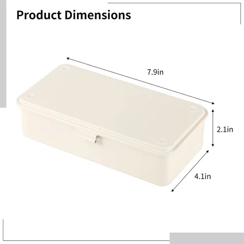 Miniatura 3 de OMISTAR Caja de almacenamiento de acero con tapa con bisagras, contenedor de metal para sellos de álbumes de recortes, caja de herramientas de metal