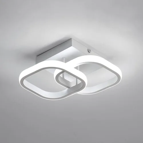 Miniatura 9 de Lámpara de techo LED moderna, 9 pulgadas, cuadrada, 6500 K, blanco frío, negro, mini lámpara de techo para pasillo, dormitorio, cocina, balcón