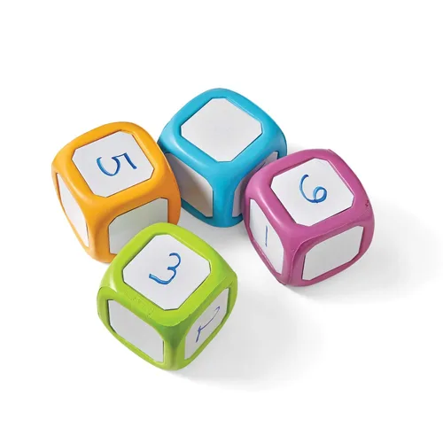 Miniatura 5 de hand2mind Dados pequeños de plástico para escribir y limpiar para niños de 5 a 8 años, superficie de borrado en seco en todos los lados, dibujar