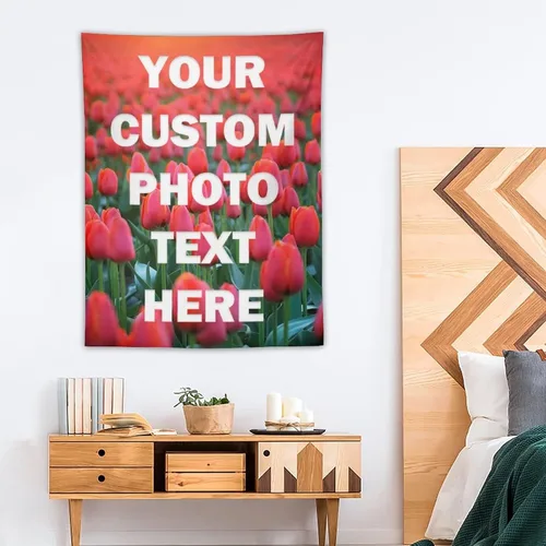 Miniatura 6 de Yananka Tapiz de tulipán floral rojo personalizado, arte de pared rectangular, unisex, decoración de dormitorio y sala de estar 1 Foto-Vertical