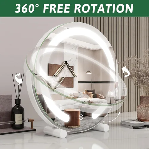 Miniatura 7 de ROLOVE Espejo de tocador con luces, espejo de maquillaje iluminado de 12 pulgadas, espejo de maquillaje LED con luces para mesa de dormitorio