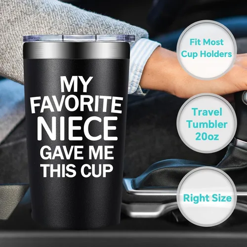 Miniatura 8 de BIRGILT Vaso de 20 onzas con texto en inglés «My Favorite Niece Gave Me This Cup», regalo para el mejor tío de parte de la sobrina, regalo del día