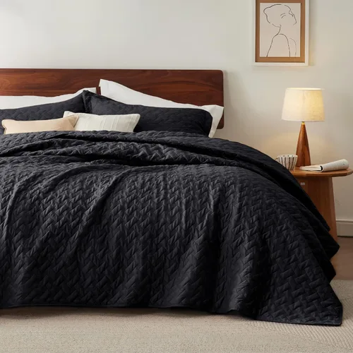 Miniatura 15 de Bedsure Colchas de tamaño Queen: colchas ligeras tamaño Queen con patrón de tejido de canasta, ropa de cama suave, colcha de edredón gris claro