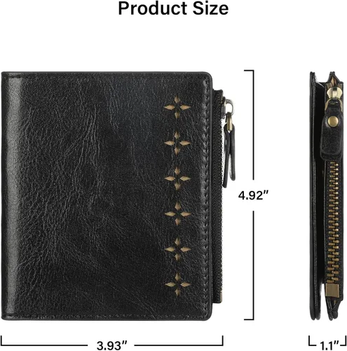 Miniatura 5 de Lavemi Carteras compactas de cuero ultrafinas y pequeñas para mujer, con bloqueo RFID, tarjetero para tarjetas de crédito