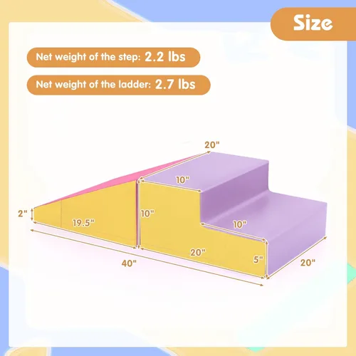 Miniatura 7 de Costzon Juguetes de escalada para niños pequeños, juego suave para gatear, escalar, deslizarse, jugar activo en interiores, 2 bloques de escalada