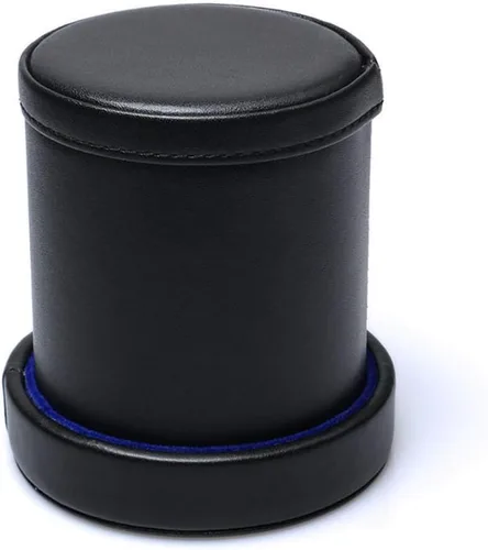 Miniatura 5 de Taza de dados de piel sintética con tapa, vaso de terciopelo azul para interiores silenciosos, incluye 6 dados azules translúcidos