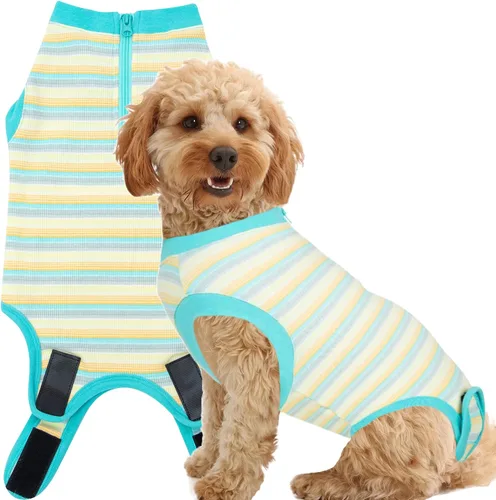 Miniatura 54 de Traje de Recuperación Wabdhaly para Perros, Traje de Cone de Perro con Cremallera Alternativa para Cirugía de Esterilización Femenina, Traje