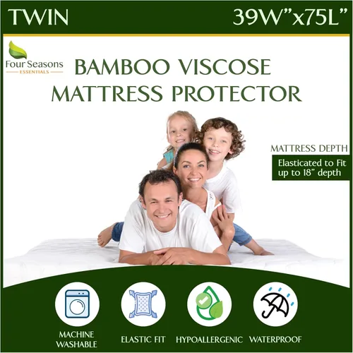 Miniatura 11 de Protector de colchón impermeable tamaño individual - Estilo sábana ajustable - Cubierta hipoalergénica de calidad premium que protege contra