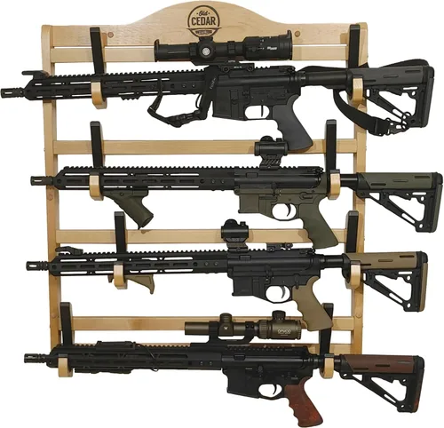 Miniatura 3 de Old Cedar Outfitters Estantería de Madera Montada en la Pared para Armas; Ajustable para Armas Largas y Pistolas Largas Ajustable, para pistolas