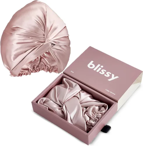 Miniatura 13 de BLISSY Gorro de seda para dormir para cabello largo y rizado, 100% seda de morera pura 22 momme 6a fibras de alta calidad