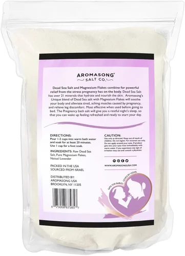 Miniatura 8 de Aromasong Baño de embarazo del Mar Muerto 5 libras – Lavanda natural pura escamas y minerales de magnesio – Embarazo, dolor muscular posparto