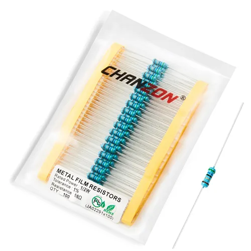 Miniatura 46 de Chanzon - 100 resistencias de película metálica 1/2 W (0.5 W) 10 Ω ohmios ±1% de tolerancia 10R MF, resistencias de agujero pasante con limitación