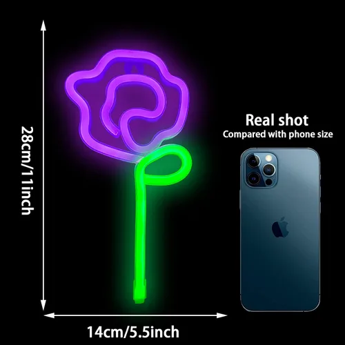 Miniatura 4 de ENUOLI Letrero de pared LED rosa neón con tallo verde para luz fría, arte de pared, decoración de dormitorio, accesorios para el hogar, fiesta