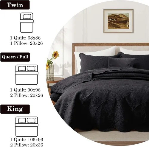 Miniatura 246 de MOONLIGHT20015 Edredón tamaño King (106 x 96 pulgadas) con 2 fundas de almohada (20 x 36 + 2 pulgadas) para todas las estaciones, juego de cama Azul