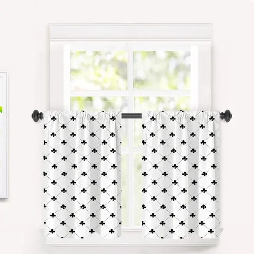 Miniatura 166 de Cortinas opacas de poliéster multicapa para cafetería, con diseño de diamantes, 2 unidades, 26 x 24 pulgadas
