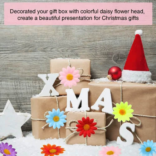 Miniatura 4 de WILLBOND 100 paquetes de flores de margarita de tela para decoración de Pascua, cabezas de flores artificiales de 4 cm, flores falsas para adorno