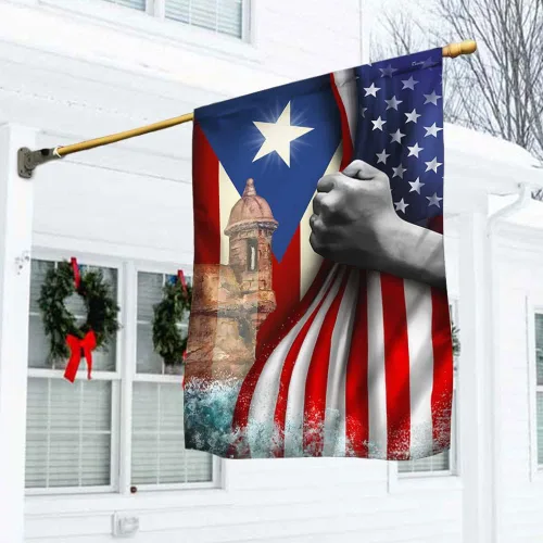 Miniatura 6 de Banderas de Puerto Rico – Bandera estadounidense puertorriqueña – Bandera de jardín de 12 x 18 pulgadas, decoración para exteriores, lona resistente