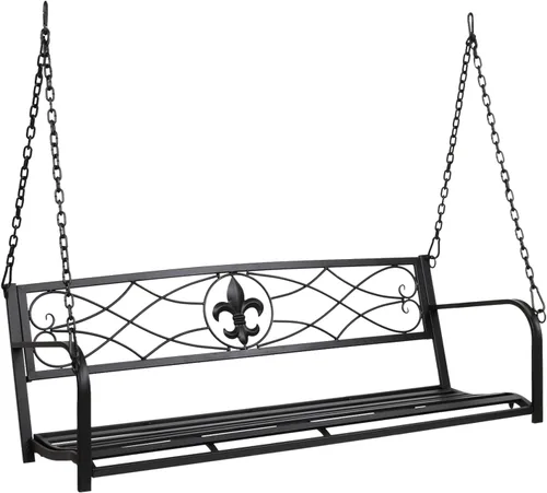 Miniatura 11 de VINGLI Columpio de Metal Mejorado para Patio y Porche, Capacidad de Peso de 660 LBS Silla Columpio de Acero para Exteriores, Silla Columpio