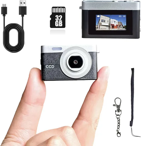 Miniatura 7 de Mini cámara digital, mini cámara retro, sensación de fotografías antiguas de los años 90, tamaño llavero, regalos de cumpleaños, 32 GB incluidos