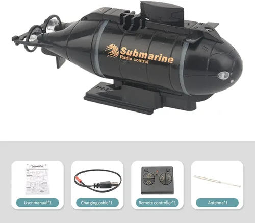 Miniatura 6 de GoolRC Mini submarino RC para, 2.4G 6CH Control remoto barco de control remoto submarino, modelo electrónico agua juguete barco para piscinas, Negro