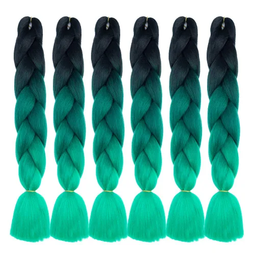 Miniatura 53 de Xiaofeng Extensiones de cabello trenzado coloridas Ombre de 61 cm, 3 unidades, trenzas Jumbo de alta temperatura para trenzas en zigzag y trenzas