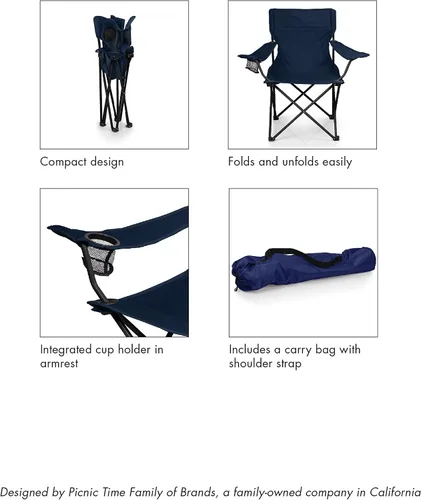 Miniatura 7 de PICNIC TIME NHL PTZ Silla de campamento, silla de picnic, silla de playa con bolsa de transporte, (negro)