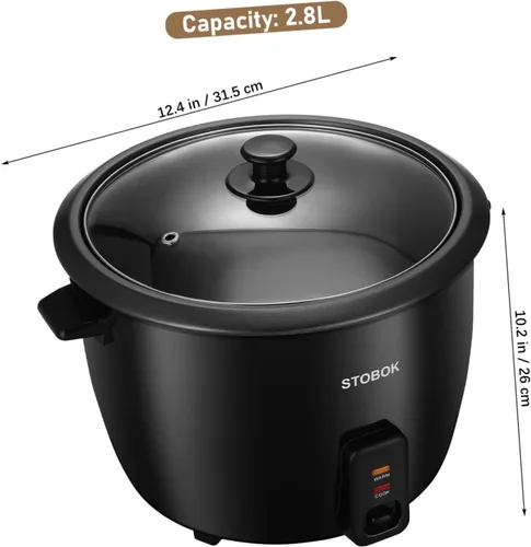 Miniatura 2 de Healifty Arrocera eléctrica portátil con tapa transparente, olla multifuncional para guisos de papilla de arroz, sopas y alimentos al vapor