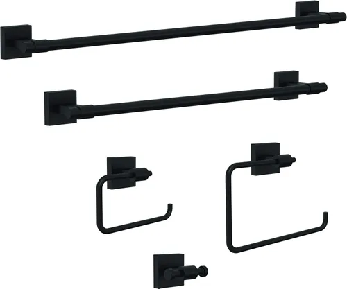 Miniatura 4 de Franklin Brass Maxted Portatollas de Mano (Paquete de 1) Negro Mate Estantes para Toallas para Pared de Baño Soporte de Anillo Cuadrado para Toallas