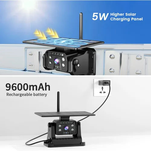 Miniatura 3 de Cámara de respaldo inalámbrica solar magnética para remolque de camión RV – Monitor 1080P de 7 pulgadas, instalación de 1 minuto, sin demora, cámara