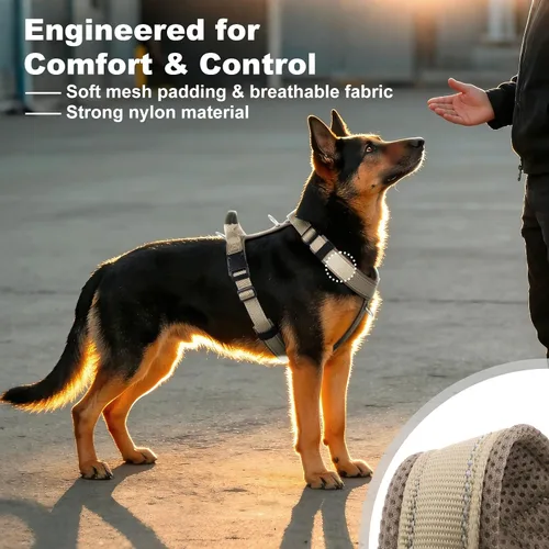 Miniatura 2 de Arnés Anti-Tirones para Perros con Asa, Malla Suave Acolchada Ajustable para Perros Pequeños, Medianos y Grandes Arnés Reflectante de Paseo Fácil