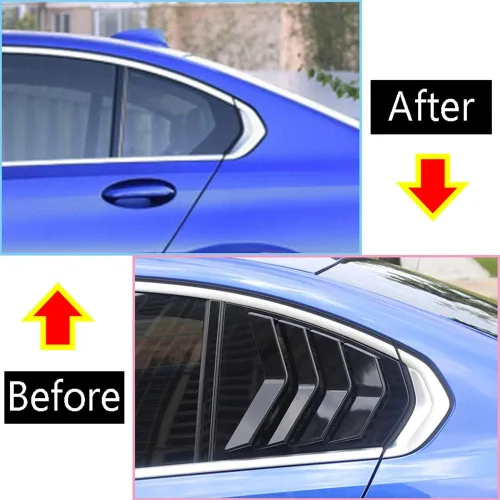 Miniatura 2 de YIWANG - Cubiertas triangulares para ventana trasera de coche, 2 unidades, para BMW 3 Series G20 G28 2019 2020, accesorios exteriores, Negro satinado