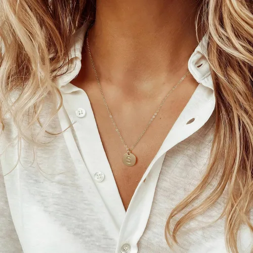 Miniatura 5 de M MOOHAM Collares de oro para mujer a la moda, collar con colgante personalizado, cadena de satélite delicada Collar chapado en oro de 16 quilates