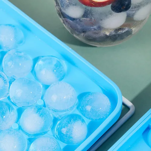 Miniatura 2 de Bandeja redonda para cubitos de hielo, paquete de 2 unidades, silicona libre de BPA, flexible, de fácil liberación, 1.1 pulgadas x 50 moldes