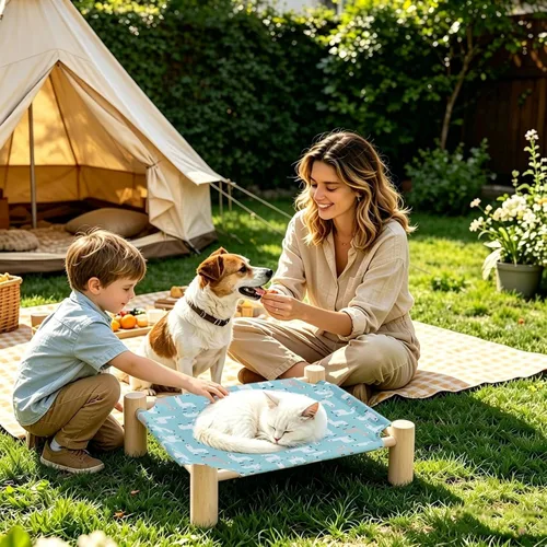 Miniatura 5 de Dog Hammock - Cat Hammock Bed Wooden Elevated Dog Bed, Stable Removable Sleeping Cot, Quick to Install Pet Cot for Home Living Room Apartment Dorm