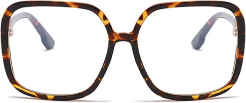 Miniatura 2 de Lentes de lectura cuadrados retro para mujer, con bloqueo de luz azul, marcos de anteojos de gran tamaño (leopardo, 2.0, x)