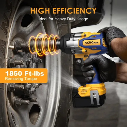 Miniatura 4 de Llave de impacto inalámbrica compatible con batería DEWALT de 20 V MAX, destornillador de impacto de alto par sin escobillas de 3/4 pulgadas, 1850
