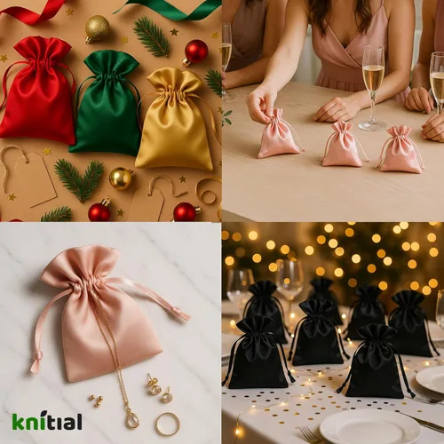 Miniatura 8 de Bolsas de regalo de satén dorado de 4" x 6" pulgadas, bolsas de joyería, bolsas de favor de boda con cordón, baby shower, Navidad, 50 por paquete