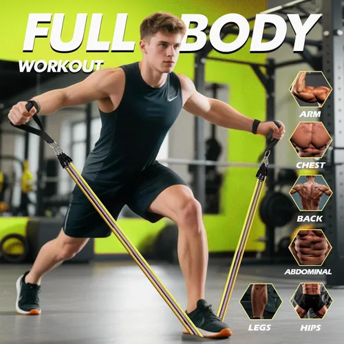 Miniatura 5 de WHATAFIT Bandas de resistencia, bandas de ejercicio, bandas de resistencia para entrenamiento, bandas de entrenamiento con asas para hombres y Azul
