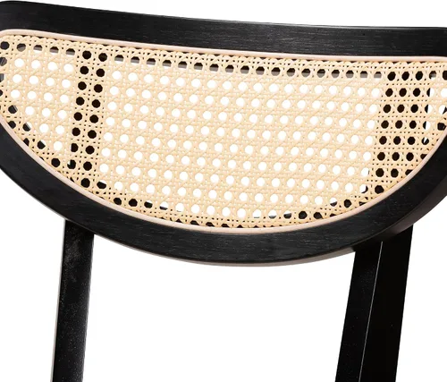 Miniatura 6 de Baxton Studio Dannell Mid-Century - Juego de sillas de comedor de 2 piezas de tela crema y madera con acabado negro