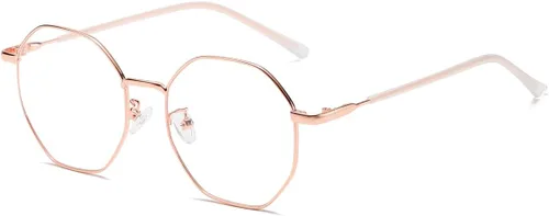 Miniatura 7 de JOVAKIT Gafas de bloqueo de luz azul con forma de polígono para mujeres y hombres, estilo vintage, octagonales cuadradas, sin prescripción, gafas