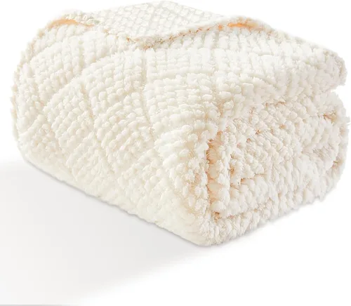 Miniatura 16 de EMME Manta de vellón, manta jacquard 3D para sofá y cama, manta suave, acogedora y esponjosa, ligera, de franela de lujo con diseño de cuadrícula