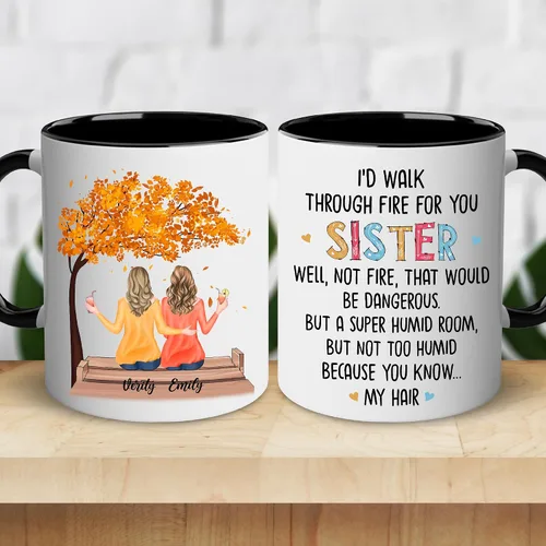 Miniatura 2 de WHIDOBE Taza personalizada para hermana (2 mujeres) personalizada de 11 onzas, 15 onzas, taza de cerámica para hermana, mejores amigas con avatares