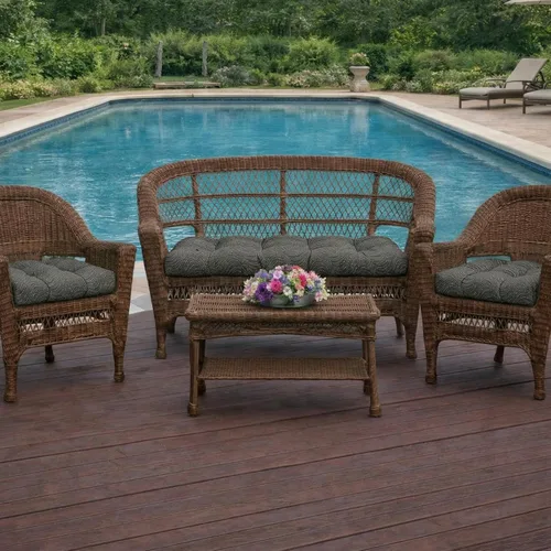 Miniatura 101 de RSH DECOR: Sunbrella 3-Piece Tufted Wicker Cushion Set 44" x 22" & 22" x 22" Outdoor Loveseat & U-Shaped Seat Cushions Crafted with