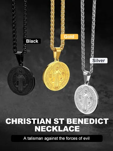 Miniatura 244 de U7 Saint Benedict/Michael Medal Necklace, 316L Stainless Steel Virgin Mary Necklace for Men Women, Bible Verse Protection Necklace Catholic