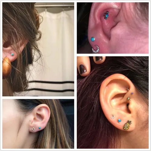 Miniatura 7 de Aretes hipoalergénicos de plata de ley 925 de 0.118 in0.157 in0.236 in para mujeres, adolescentes, niñas, aretes de segundo agujero para mujer